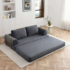 Convertible Folding Sofa Bed, Modern Futon Sleeper Sofa Fold Out Couch Bed with Gold Fixed Frame, Modular Floor Sofas Comfy Corduroy Boneless Couches for Living Room (80" Grey)