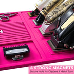 Magnetic Barber Mat, Magnetic Barber Mats For Clippers and Supplies, Barbershop Pad for Station, Beauty Salon Table Matt, Barbering Tool Organizer for Pro Hairstylist, Pink