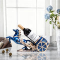 Horse Wine Bottle Holder,Decorative Wine Bottle Display,17.3x8.6x5.5in,Blue | Resin Sculpture Wine Racks Figurines for Kitchen/Cellar/Bar Decor Organizer,Year of the Horse 2026 Gifts for Housewarming