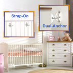 4our Kiddies Furniture Anchors (10 Pack), Furniture Straps for Baby Proofing, Secure 400 Pound Furniture to Wall Prevent Falling, Anti Tip Earthquake Straps for Child Safety (White)
