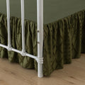 Bed Skirt King Size Ruffled Bed Skirt with Split Corners, 18 Inch Drop Dust Ruffle Bed Skirts with Platform, Boho Tufted Shabby Chic King Size Bed Skirts, Olive Green