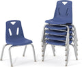 Jonti-Craft Berries 8144JC6003 Stacking Chairs with Chrome-Plated Legs, 14" Height, Blue, Pack of 6
