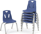 Jonti-Craft Berries 8144JC6003 Stacking Chairs with Chrome-Plated Legs, 14" Height, Blue, Pack of 6