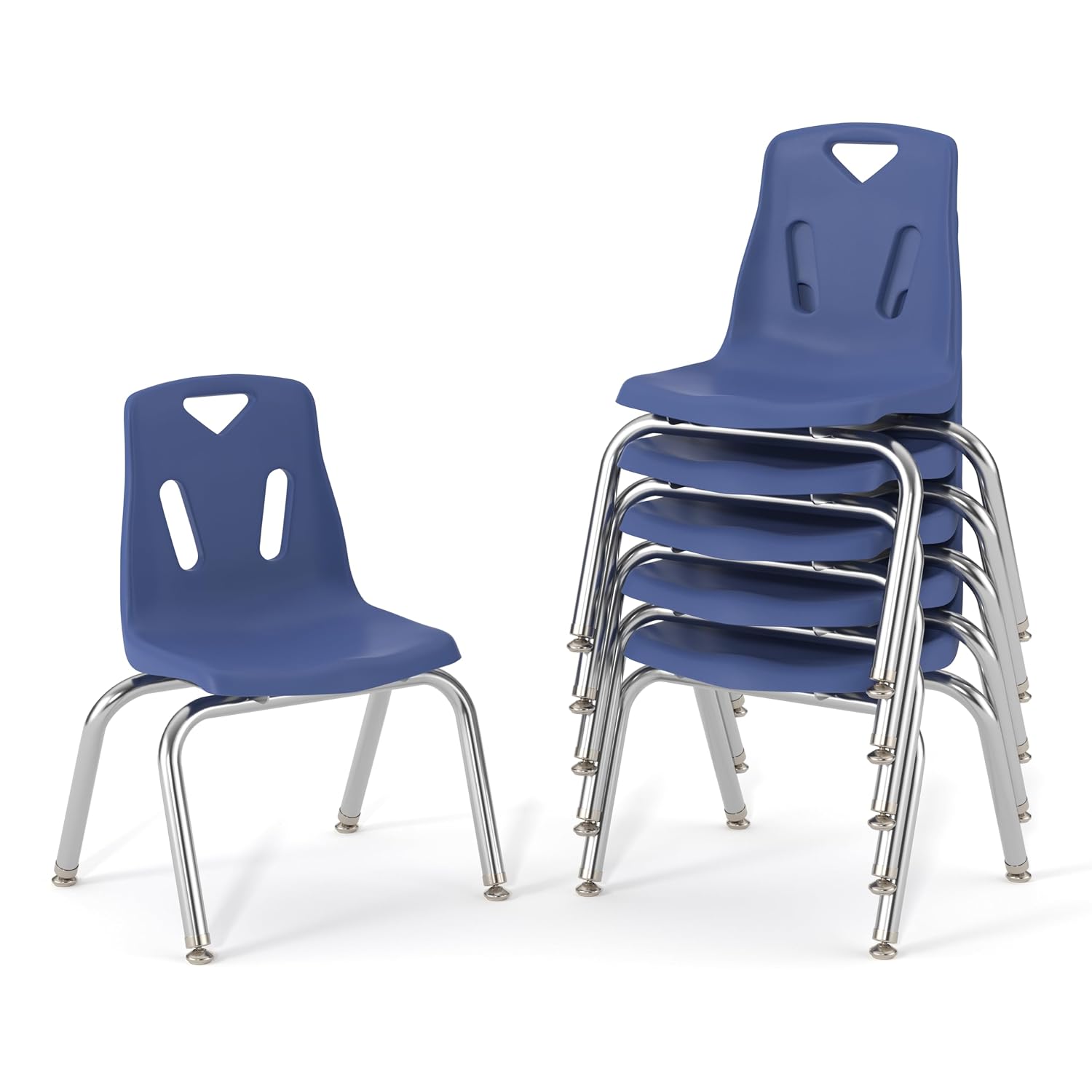 Jonti-Craft Berries 8140JC6003 Stacking Chairs with Chrome-Plated Legs, 10" Height, Blue, Pack of 6