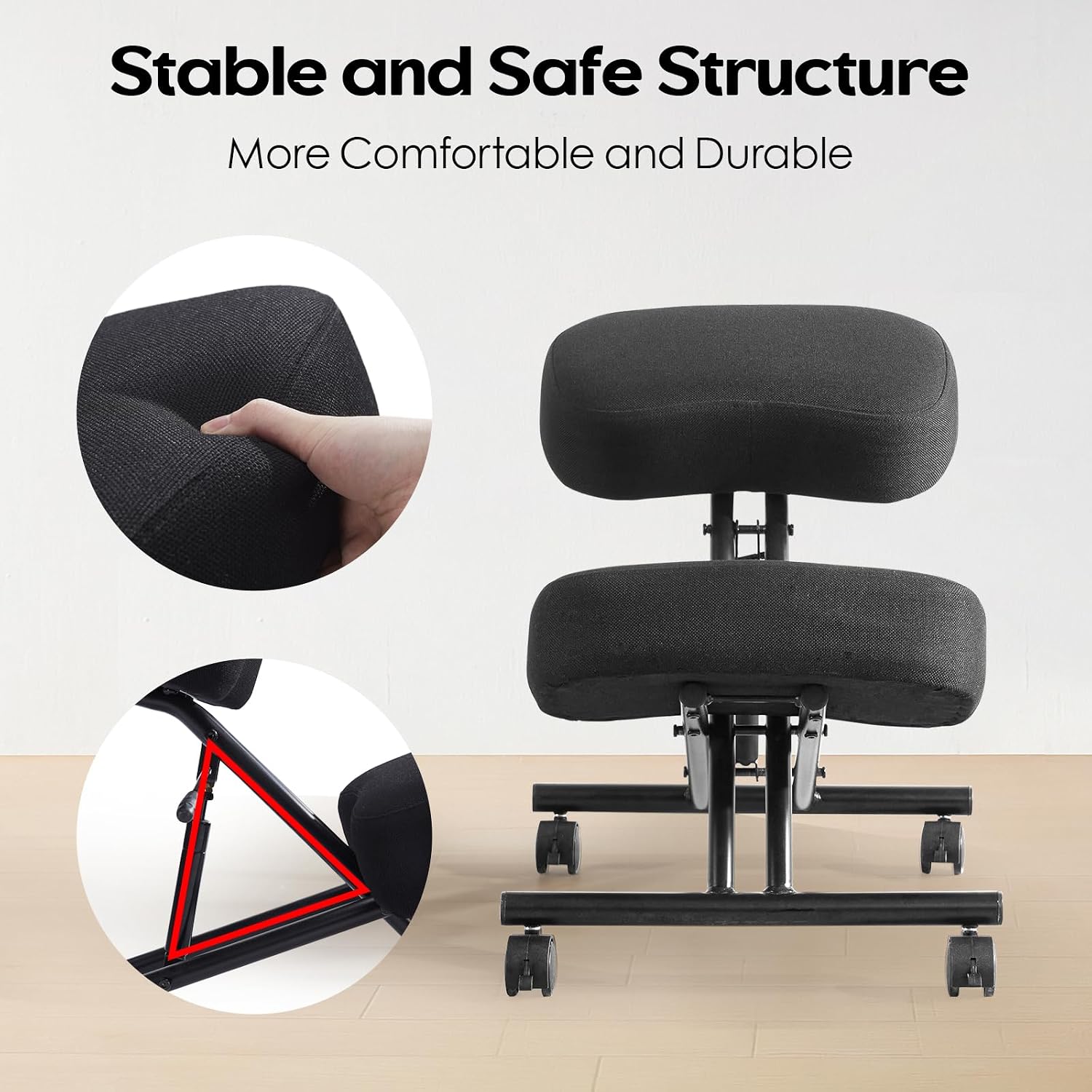 Kneeling Chairs Linen Ergonomic Home Office Chair Adjustable Height Seat Rolling Wheels Comfort Thick Cushion Work Stool Improve Posture Chairs