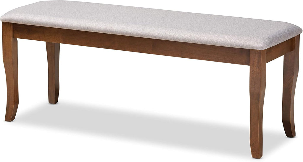 Baxton Studio Cornelie Modern and Contemporary Transitional Grey Fabric Upholstered and Walnut Brown Finished Wood Dining Bench