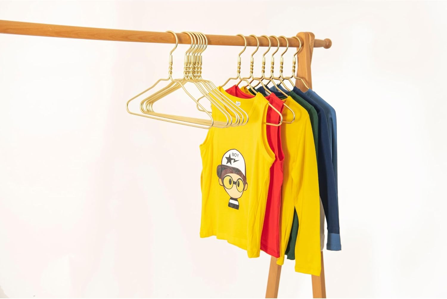 Beautiful Gold Aluminum Metal Suit Hangers Heavy Duty Coat Hangers (12" Kids/Toddlers Size - 100 Pack)