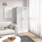 HOMCOM 71" Tall Storage Cabinet with Movable Storage Shelves, Modern Style Pantry Cabinet with Soft Close Doors, White