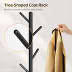 YATINEY Coat Rack Freestanding with Umbrella Holder, Coat Rack Stand with 8 Hooks, Heavy Duty Coat Tree for Entryway, Modern Clothing Rack, Metal Coat Hanger Stand for Bedroom, Office, Black YM03BB