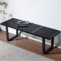 55" Black Wood Entryway Bench, Industrial End of Bed Bench for Bedroom, Wooden Dining Bench with Black Metal Frame, Long Bench Ottoman Bench for Living Room Foyer Indoor Hallway