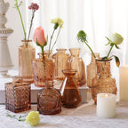 Amber Glass Bud Vases -Set of 20 for Flowers, Small Amber Bud Vases in Bulk for Centerpieces Decor, Mini Glass Set for Home Table Decorations
