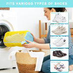 2PCS Shoe Washing Machine Bag With Self-Locking Zipper,Heavy Duty Laundry Shoe Bag for Washing Machine Washer & Dryer,Reusable Shoe Washing Bag for Sneakers Tennis Shoe,Large Shoe Cleaning Bag,Yellow