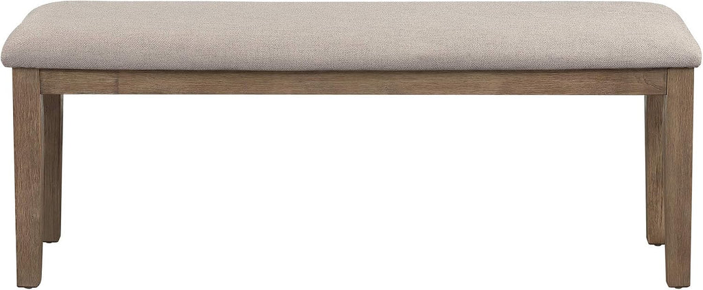 Homelegance Blair Upholstered Dining Bench, 48" W Entryway Bench, Sturdy Solid Wood Frame, Wire Brush Brown Finish, Comfortable Cushion Seat, Easy Assembly, Modern & Traditional, Gray/Brown