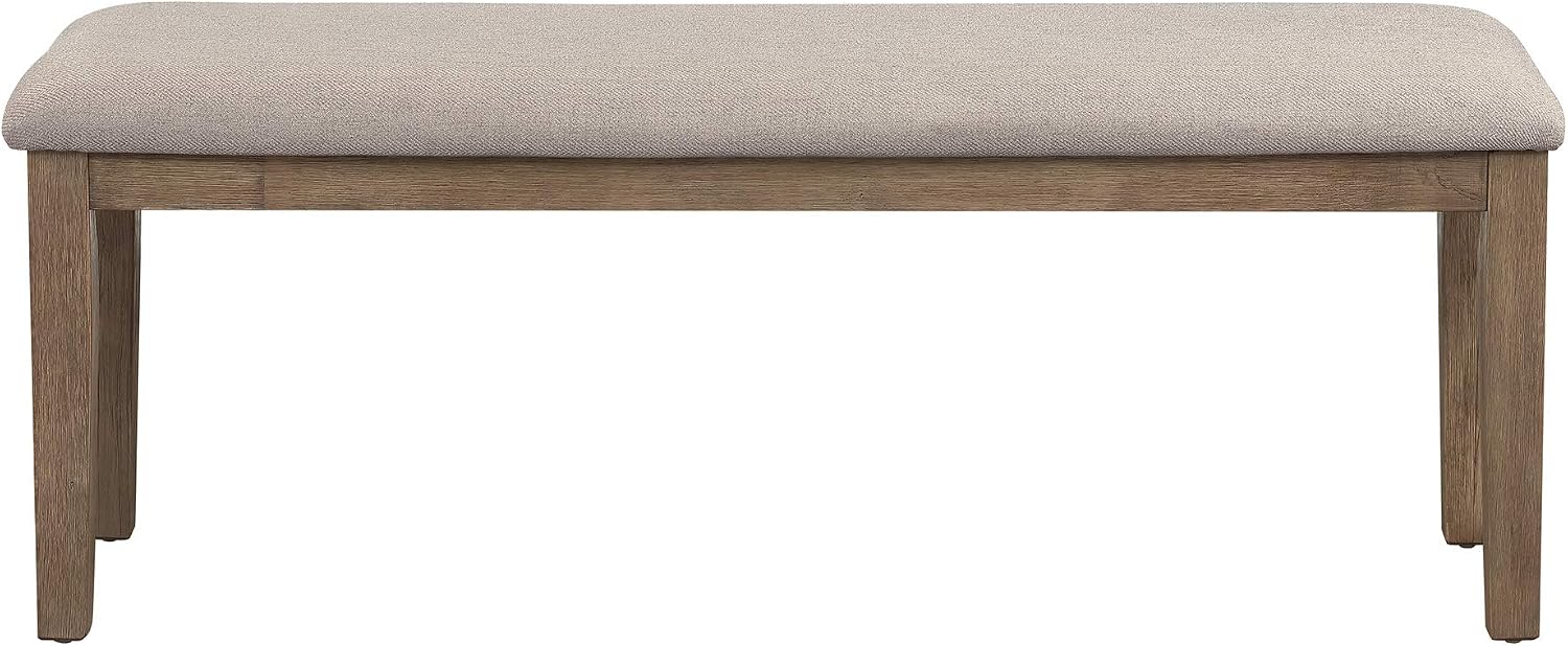 Homelegance Blair Upholstered Dining Bench, 48" W Entryway Bench, Sturdy Solid Wood Frame, Wire Brush Brown Finish, Comfortable Cushion Seat, Easy Assembly, Modern & Traditional, Gray/Brown