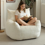 Giant Bean Bag Chair for Adults, Oversized Beanbag Sofa with Armrests and Back Support, Filler Included, Ultra Soft Stuffed Floor Couch for Bedroom Reading Lounging, Living Room