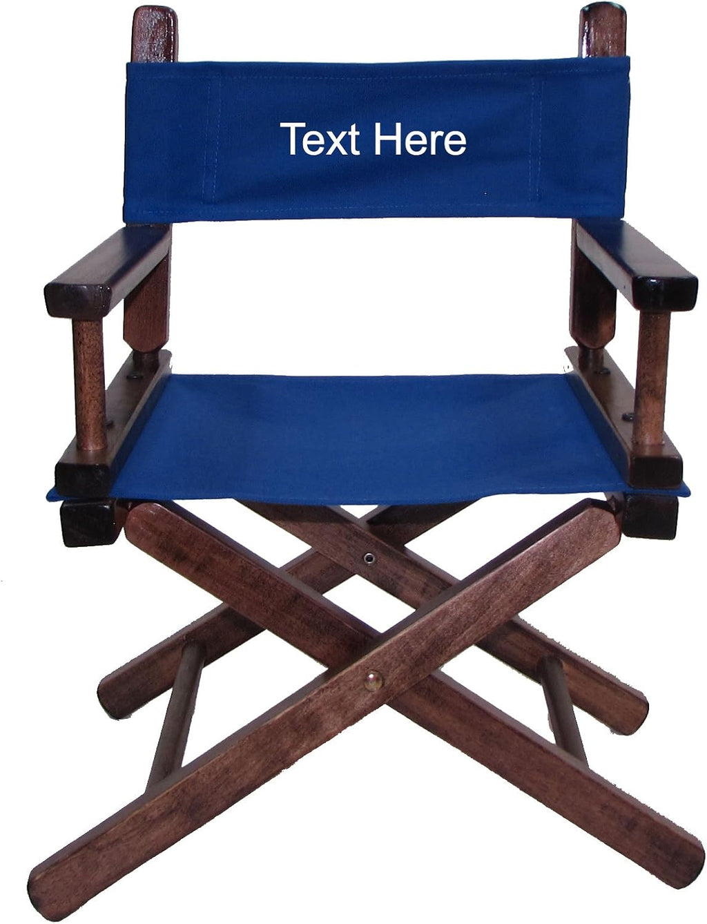 TLT Personalized Embroidered Walnut Frame Toddler's Directors Chair by Gold Medal - Royal Blue Canvas
