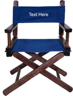 TLT Personalized Embroidered Walnut Frame Toddler's Directors Chair by Gold Medal - Royal Blue Canvas