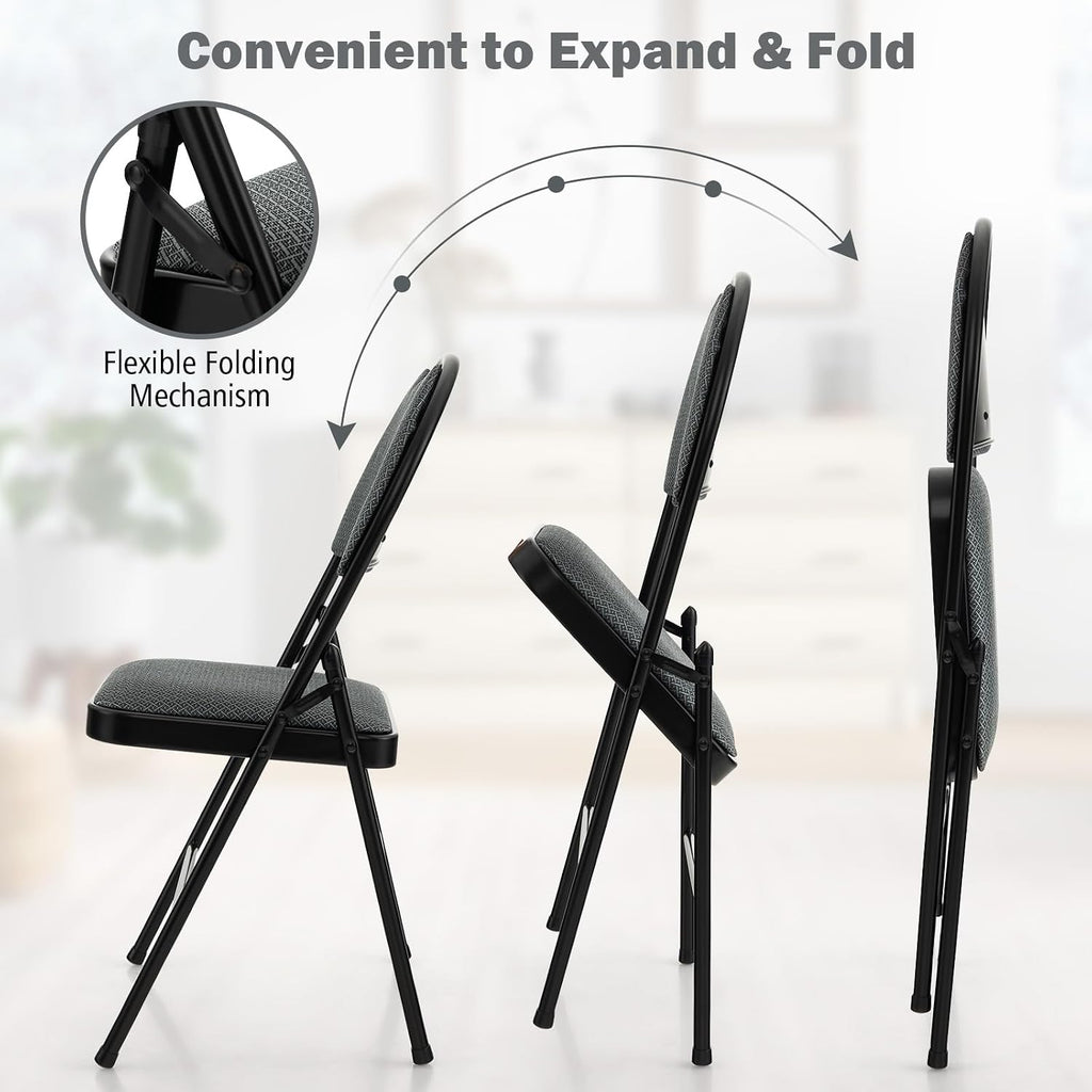 COSTWAY Padded Folding Chairs 2 Pack, Portable Steel Frame Dining Chairs with Cushion & Carry Design Back, Foldable Guest Chairs for Indoor & Outdoor Events Office Reception Wedding Party