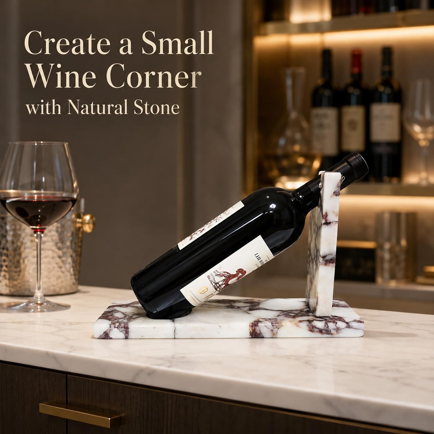 Creative Modern Marble Wine Holder Stand, Single Bottle Wine Rack Storage, Elegant Home Decor, Stylish Tabletop Display for Wine Enthusiast