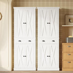 IRONCK Kitchen Pantry Storage Cabinet 72.6" H x 24" W, with Barn Doors, Drawer, 4 Adjustable Shelves, Freestanding Cupboard, Laundry, White