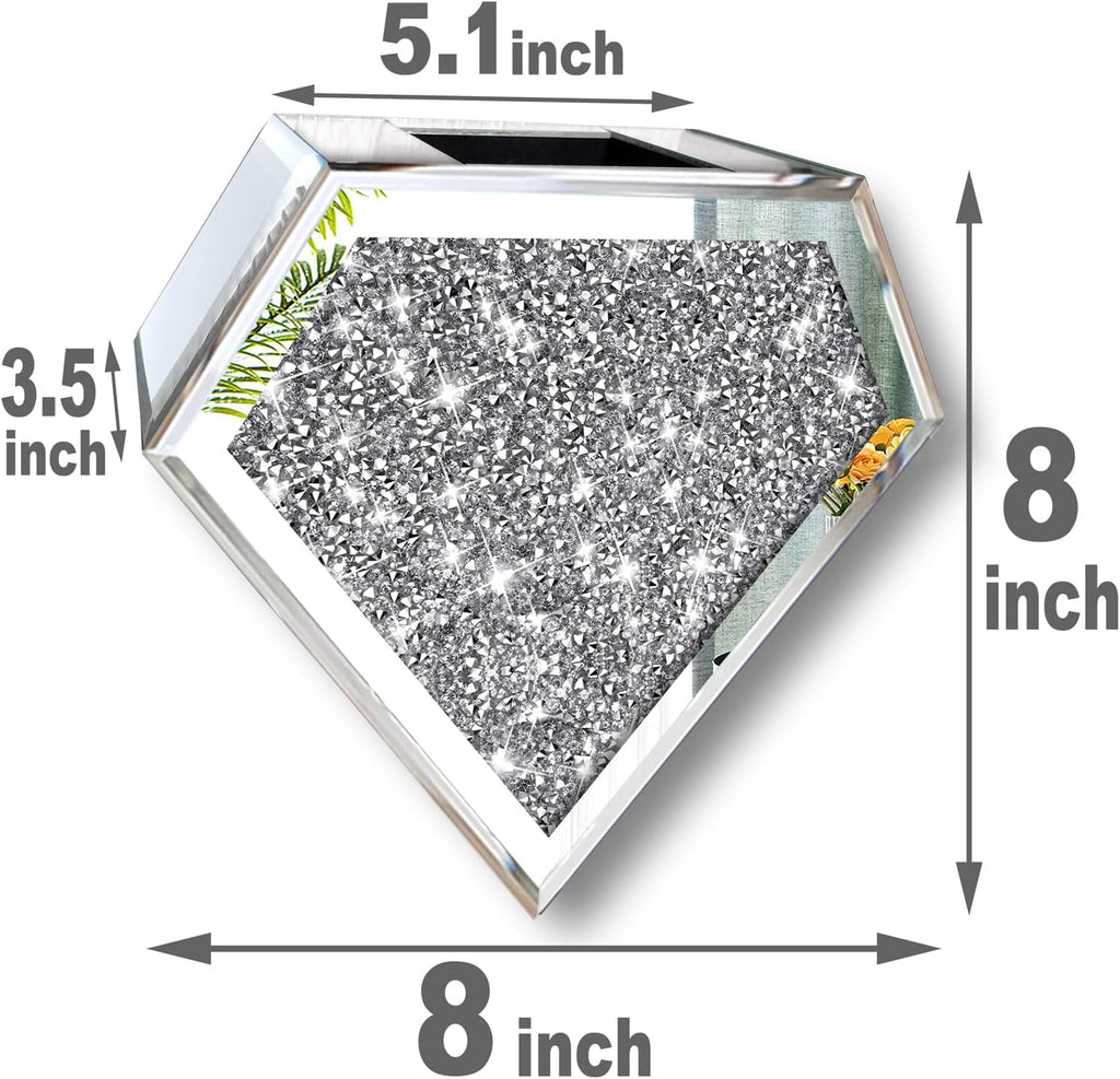 Flower Vase Crushed Diamond Hanging Planter& Geometric Decor Mirrored Container,Set of 2 Diamond Shape Decorative Vases Luxury for Home Decor. Befit for Artificial Flowers, Can't Hold Water.