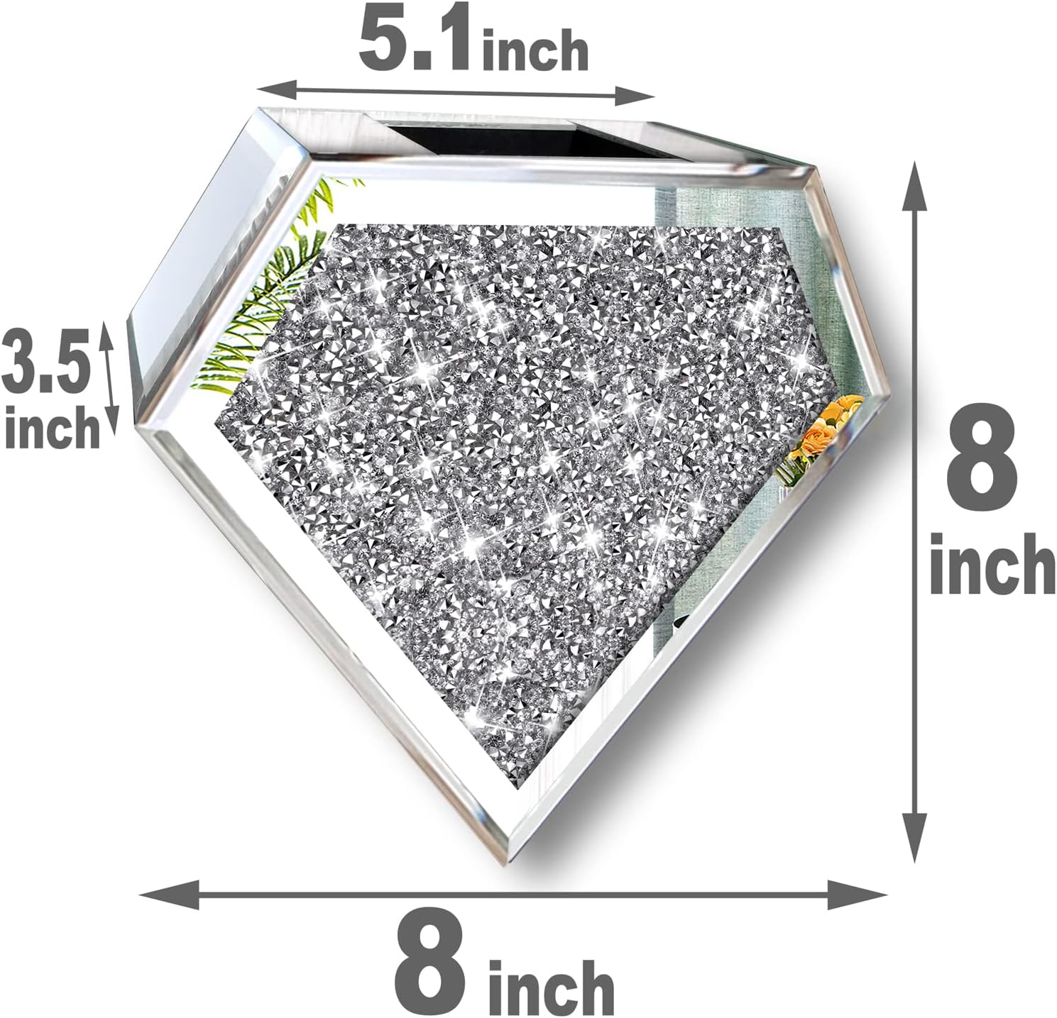 Flower Vase Crushed Diamond Hanging Planter& Geometric Decor Mirrored Container,Set of 2 Diamond Shape Decorative Vases Luxury for Home Decor. Befit for Artificial Flowers, Can't Hold Water.