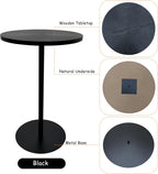 Martini Tables Set of 2, Small Round Drink Tables for Small Spaces, Modern Pedestal Accent Side Tables with Metal Base for Living Room, Sofa Side, Bedroom, Black & Walnut