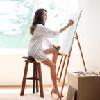VISWIN Adjustable Drafting Stool, Beech Wood, Artist Stool Chair, Supports Up to 176 Lbs, for Artists, Studio, Home Use, Office, Kitchen, Walnut