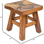 Sea Island Imports Bumble Bee Hand Carved Acacia Hardwood Decorative Short Stool