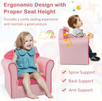 Costzon Kids Pink Couch, Children's Sofa Upholstered Armchair with Velvet Surface & High-Density Sponge, Lightweight Preschool Toddler Chair for Boys Girls, Bedroom Playroom Gift Presents