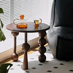 Vintage Solid Wood Side Table, Round Creative Sofa End Table with Unique Globe Legs,Multi-Functional Small Coffee Table Home Decor End Table for Living Room,Bedroom and Balcony