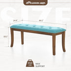 MAISON ARTS 44'' Upholstered Dining Room Bench, Padded Vintage Dining Bench with Solid Wood Legs and Button-Tufted for Kitchen, Living Room, Hallway