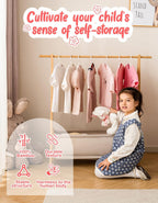 Kids Clothing Rack with Storage Box, Kids Dress Up Rack, Dance Costume Garment Rack for Hanging Clothes,Garment Rack for Hanging Clothes Organizer, Bamboo (Natural)