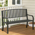 SHGJ&SOFT 50'' Outdoor Bench, Garden Bench, Outdoor Metal Frame Patio Park Bench with Backrest and Armrests,for Porch, Lawn,Garden,Yard (BK-08)