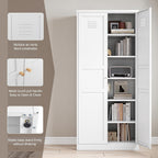 Yizosh Metal Storage Cabinet - 71" White Kitchen Pantry with 2 Doors and 5 Adjustable Shelves, 5-Tier Tall Steel Locker for Living Room, Dining Room