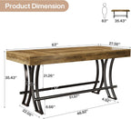 Tribesigns 63" Counter Height Bar Table with Metal Footrest, Rectangular Tall Kitchen Dining Pub Table, Industrial Home Bar Unit for Entertaining, Freestanding, Dark Brown
