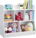 Kovhzcu Toy Storage Organizer with Bookshelf, 5-Cubby Children's Toy Shelf, Toy Storage Cabinet for Children's Room, Playroom, Hallway, Kindergarten, School