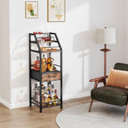 HapiRm Wine Rack Freestanding Floor - 4-Tier Stepped Liquor Cabinet Bar Stand for Home with Fabric Drawer, Wine & Glass Organizer for Living Room, Kitchen, or Dining Room