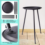 Black Small Round Table for the Living Room，Lndoor Plant Suppor，All Matte Black with 3 Legged，for Any Room