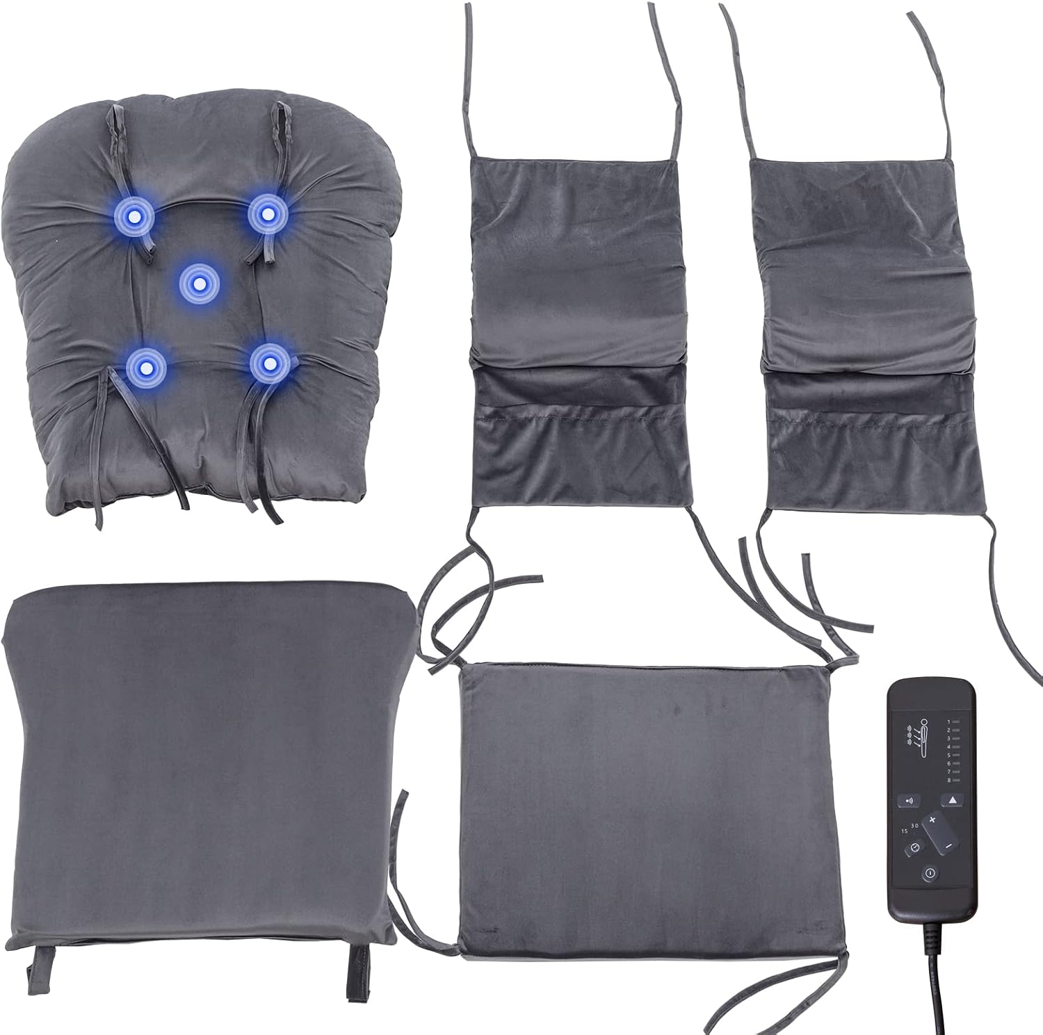 SyyBhb Massage Glider Rocker Replacement Cushions with Storage Pocket, 5PCS, Soft Velvet Thickened, Washable Non Slip, Universal for Use in Glider Rocking Chair, Dark Grey