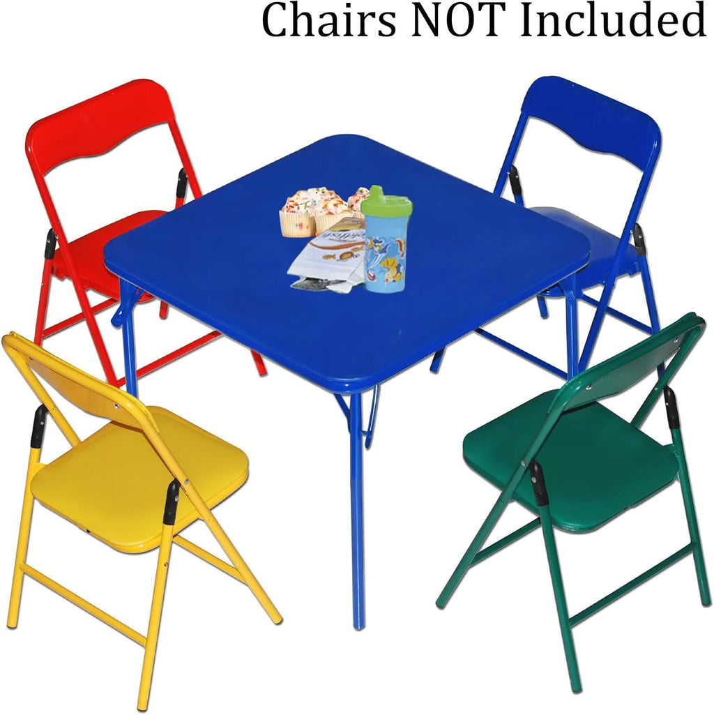 Peekabu Kids Folding Square Table Collapsible Legs Card Table with Padded Tabletop Small Foldable Toddler Activity for Indoor Outdoor, 23.5" W X 23.5" D X 20.5" H, Blue
