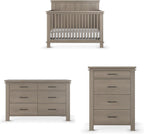 Child Craft Denman Crib, Dresser and Chest Nursery Set, 3-Piece, Includes 4-in-1 Convertible Crib, Dresser and Chest, Grows with Your Baby (Crescent Gray)