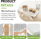SINWANT Couch Arm Table,Bamboo Couch Arm Tray Clip on Sofa Armrest,Chair Side Table for Small Spaces Drink Eating Dinner