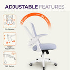 NEO CHAIR Office Desk Gaming Ergonomic Computer Chair with Lumbar Back Support Adjustable Height Swivel Rolling Wheels Flip-up Arms Mesh Chair for Home Vanity (Purple)