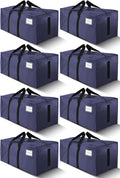 HOMESURE8 Pack 40 Gal Large Strong Moving Bags with Zippers & Carrying Handles - Water-Resistant - Heavy Duty Storage Tote for Space Saving, Fold Flat, Alternative to Moving Box (Blue)