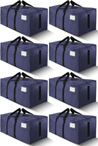 HOMESURE8 Pack 40 Gal Large Strong Moving Bags with Zippers & Carrying Handles - Water-Resistant - Heavy Duty Storage Tote for Space Saving, Fold Flat, Alternative to Moving Box (Blue)