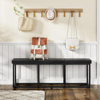 HOOBRO Dining Bench, Dining Room Bench with PU Leather Upholstered Seat, for Kitchen, Living Room, Hallway, Kitchen, Entryway, Bedroom, Black BB46CD01