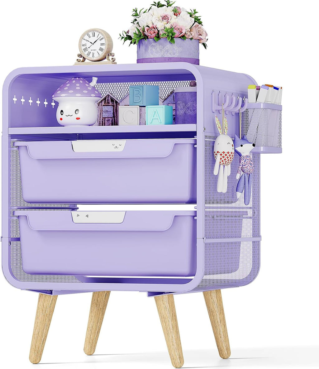 SYKIARIOL Kids Nightstand, Girls Bedside Table, Night Side Table | Kids Night Stand, End Tables Bedroom, Purple Cute Nightstand with Storage Drawer for Girls