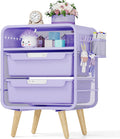 SYKIARIOL Kids Nightstand, Girls Bedside Table, Night Side Table | Kids Night Stand, End Tables Bedroom, Purple Cute Nightstand with Storage Drawer for Girls