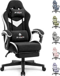 N-GEN GAMING Gaming Chair Video Game Computer Office Desk Use Ergonomic Reclining Backrest Adjustable Armrests Lumbar Support Footrest High Density Foam Breathable Fabric Heavy Duty Base (Black)
